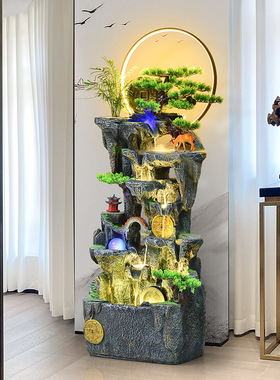 客厅落地流水摆件循环水假山喷泉玄关办公室电视柜旁装饰开业乔迁