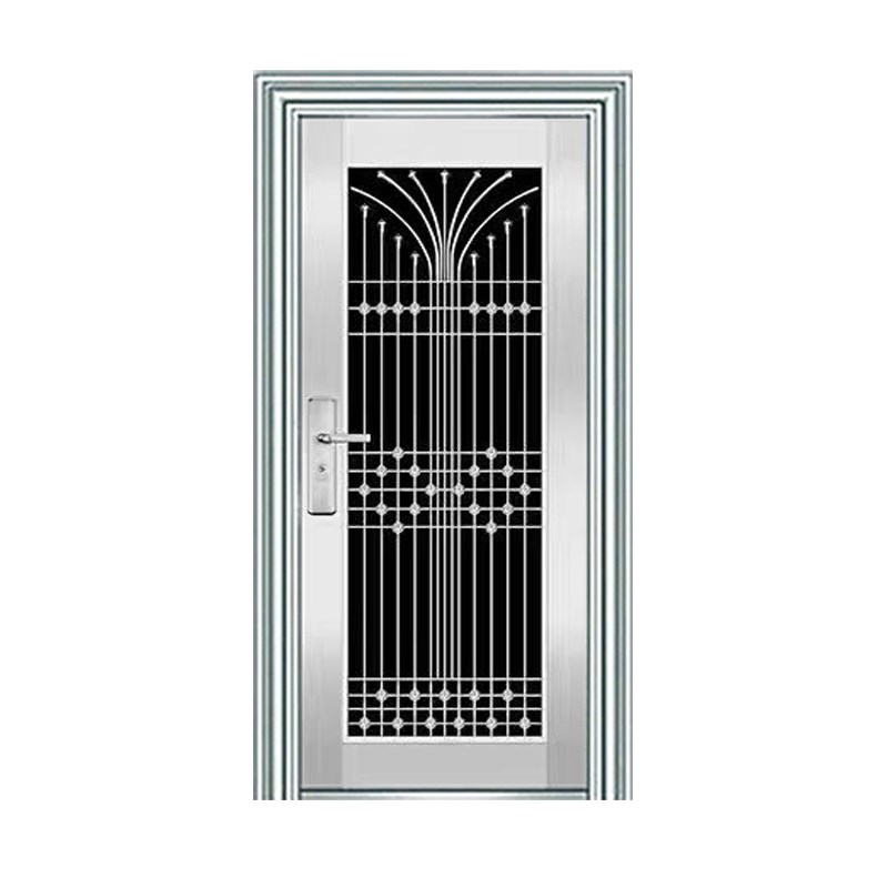 定制纯304特厚不锈钢单门进户门玻璃阳台门防盗门乡村后门防嗮门