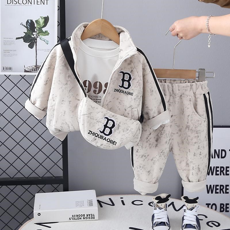 儿童春装男童套装2025新款帅宝宝春秋季洋气运动三件套婴儿衣服酷