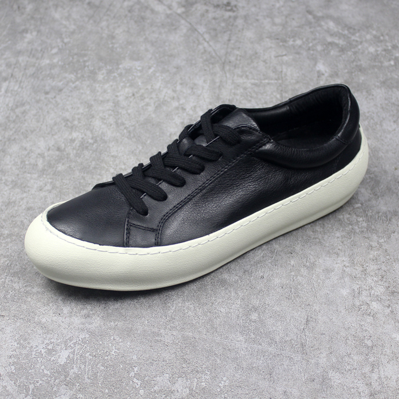 头层牛皮男鞋2021新款简约时尚真皮板鞋男英伦厚底百搭透气休闲鞋