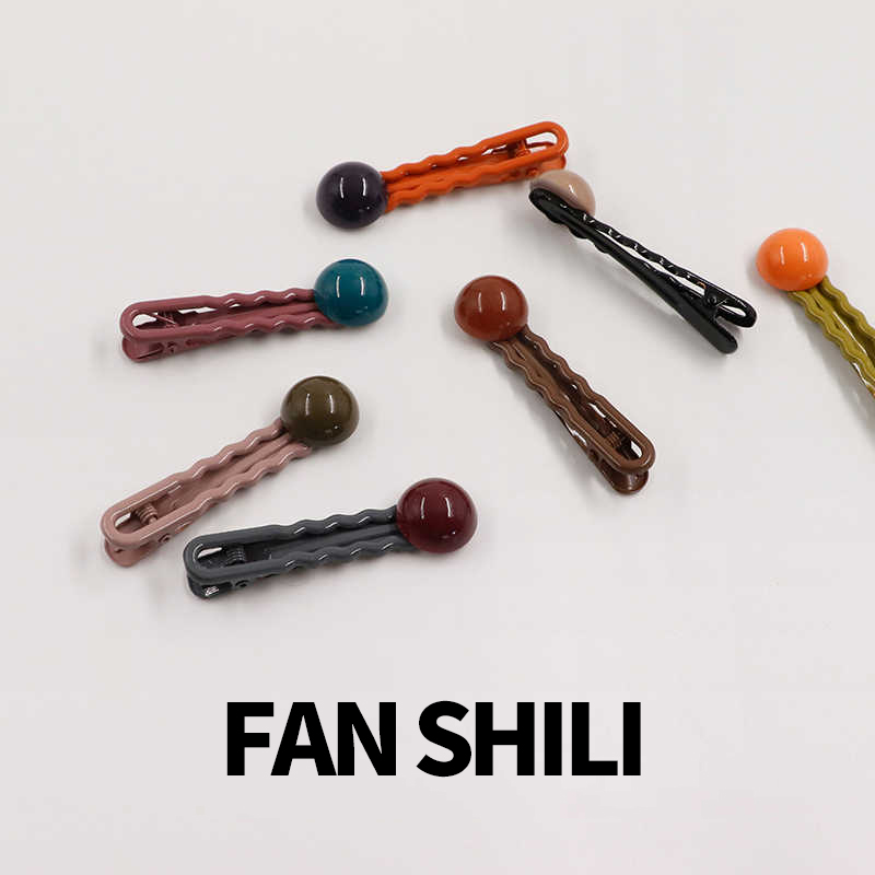 彩色豆豆发夹少女一字夹刘海夹侧边夹简约可爱鸭嘴夹碎发发卡夹子