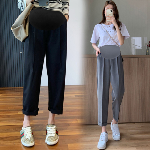 子夏薄款 2023裤 x外穿哈伦裤 职业休闲裤 托腹可调 孕妇装 八分裤 夏装