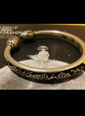 中国.洛阳非遗--许字珍品阁-青梅竹马-浮雕-手工银手镯