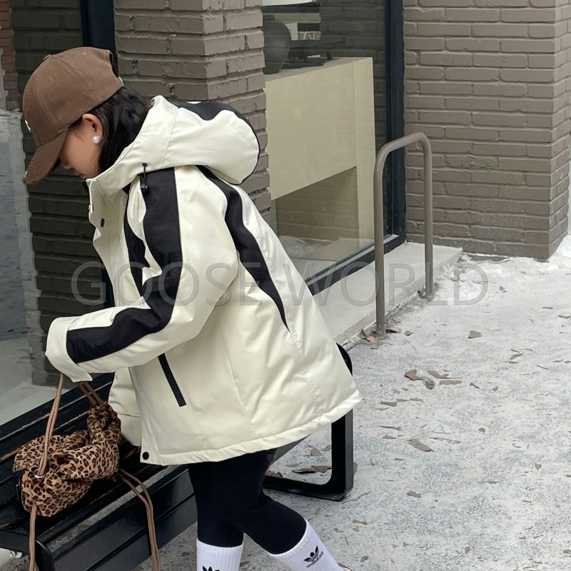 韩国童装2023冬装儿童拼色男女童羽绒服冲锋衣外套W防水防泼溅上