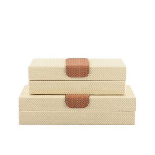 欧式轻奢皮革编织纹首饰收纳盒摆件样板间卧室梳妆台桌面家居饰品