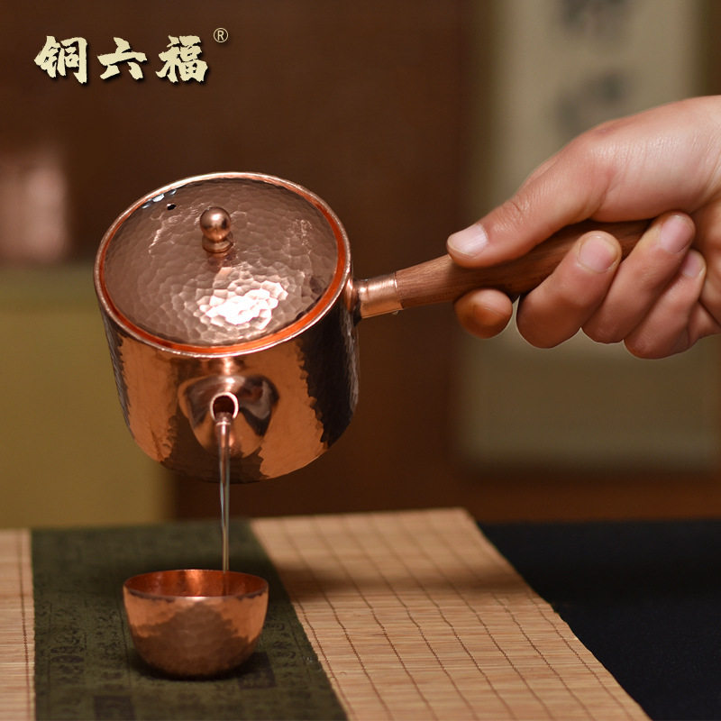 手工铜壶烧水壶煮茶铜壶仿古小铜壶老铜壶温酒器紫铜水壶