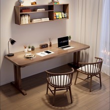纯实木书桌简约电脑桌原木长条桌子工作台家用靠墙双人学习写字桌
