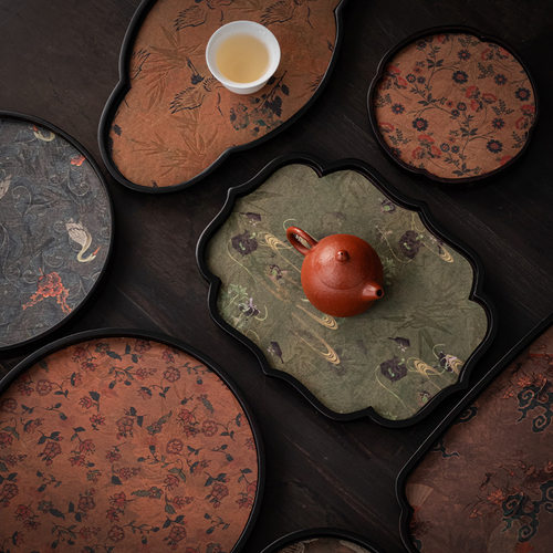 吸水速干茶杯垫茶托新中式国风轻奢杯托陶瓷茶道配件隔热垫文玩