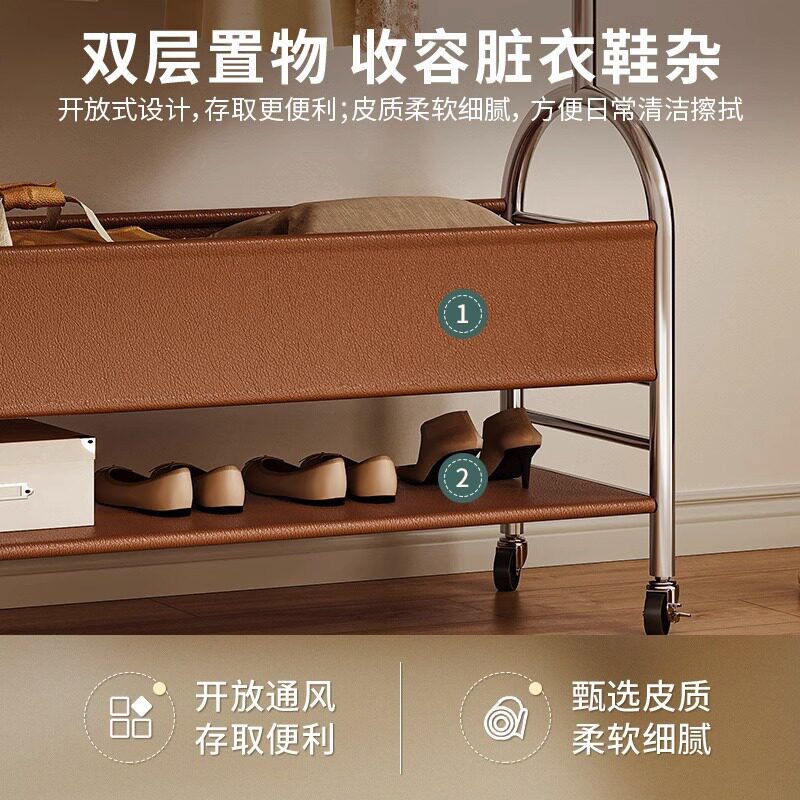 衣帽架布袋双层大容量便捷衣柜置物架家用客厅卧室晾衣架挂衣架