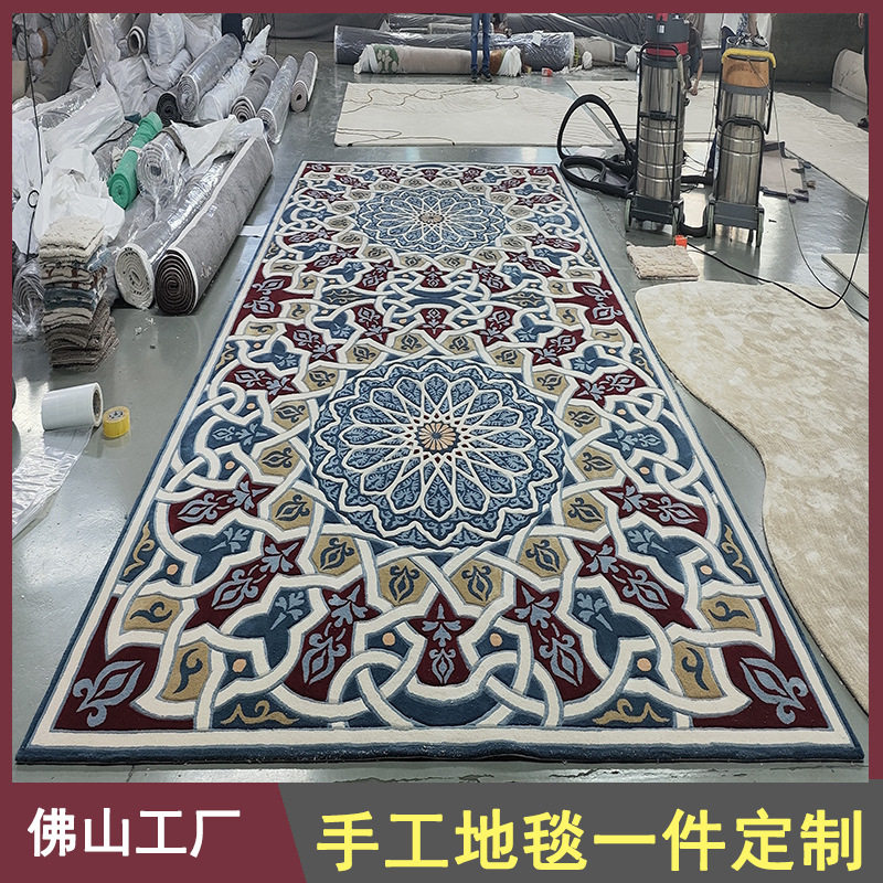 纯手工地毯设计意式轻奢现代客厅卧室艺术地毯羊毛混纺地毯工厂