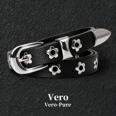 Vero原创花朵铆钉朋克细腰带