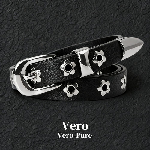 Vero原创花朵铆钉朋克细腰带