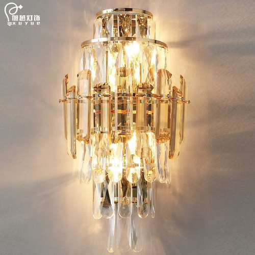 跨境客厅水晶壁灯床头轻奢卧室别墅奢华大气电视背景墙灯装饰中山