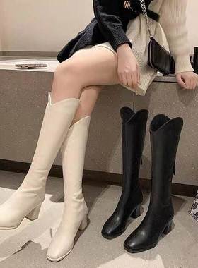 Leather Knee High Boots Winter Shoes Party Women for lady