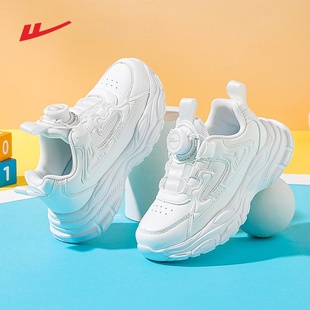 回力儿童运动鞋2025新款学生白色皮面男童小白鞋冬季女童加绒鞋子