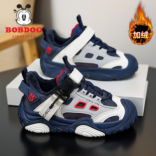 巴布豆童鞋冬季新款男童加绒二棉运动鞋子保暖棉鞋软底儿童跑步鞋