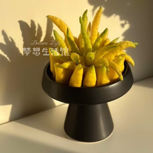 观赏橼陶瓷花瓶盘香放简约托盘佛手皿摆器器摆件客厅摆柑托盘容