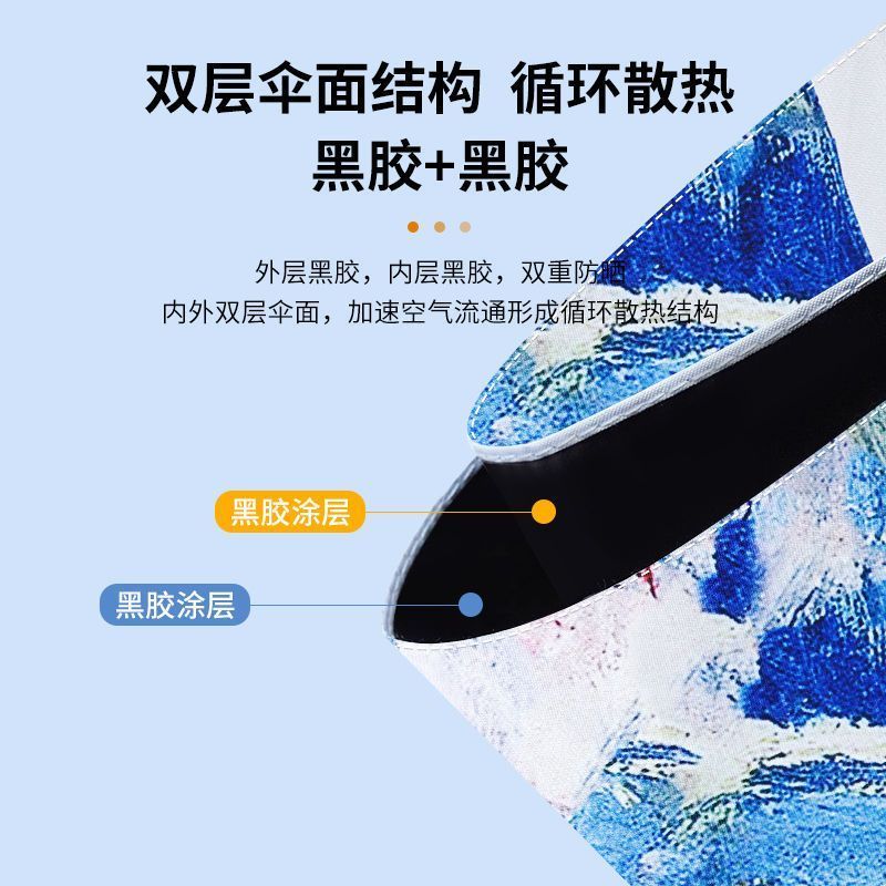 双层双花黑胶遮阳伞夏季反向折叠晴雨伞防晒防紫外线两用遮阳伞