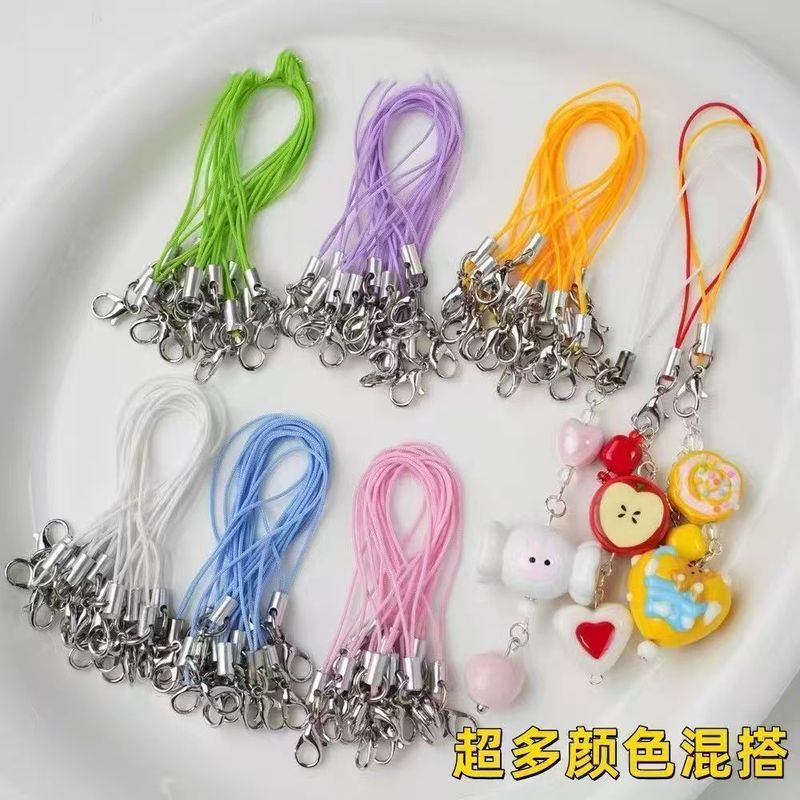 短款彩色细绳手机挂绳龙虾扣DIY手作公仔钥匙挂件大量货源