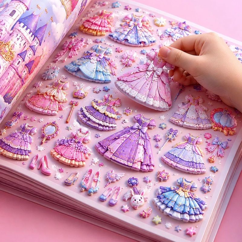 少女公主换装闪闪贴纸儿童手工益智diy玩具女孩趣味装饰贴画