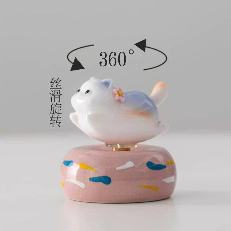 网红陶瓷解压新款可爱旋转转转家居车载工位甜甜个性摆件装饰