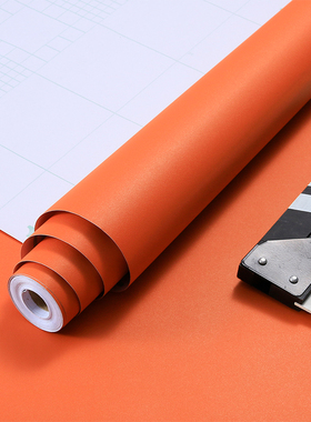 橙色脏橘色墙纸自粘防水家具翻新商用装饰背景墙贴壁纸北欧ins风1