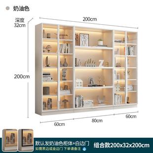 定制手办柜带玻璃门整墙防尘书架轻奢玩具模型陈列展示柜家用书柜
