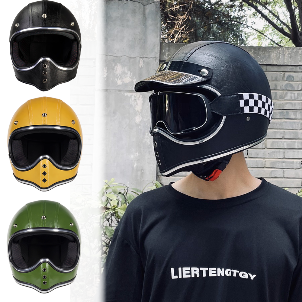 A类摩托车头盔复古全盔尖嘴玻璃钢小盔体男女巡航机车夏季骑行