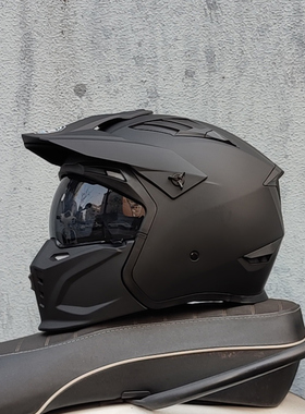 ORZ复古街霸组合头盔摩托车可拆卸半盔全盔男女街车四季拉力车3C