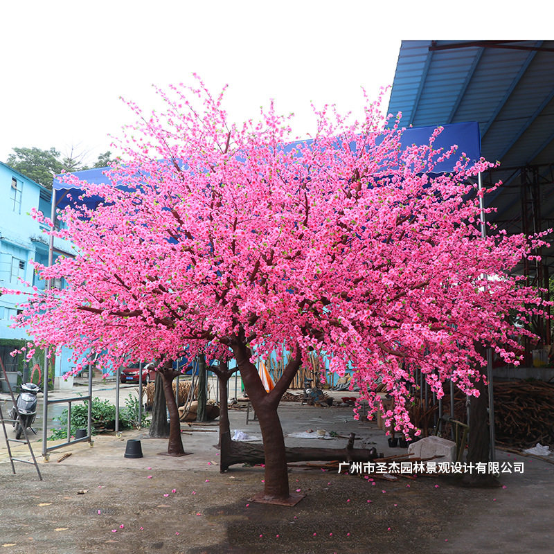 厂家直销仿真桃花树樱花树商场许愿树玻璃钢人造假树酒店婚礼造景