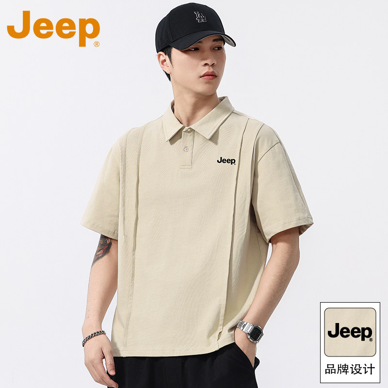 JEEP吉普舒适翻领t恤男2026夏季新款设计感凉感商务休闲套头衬衫