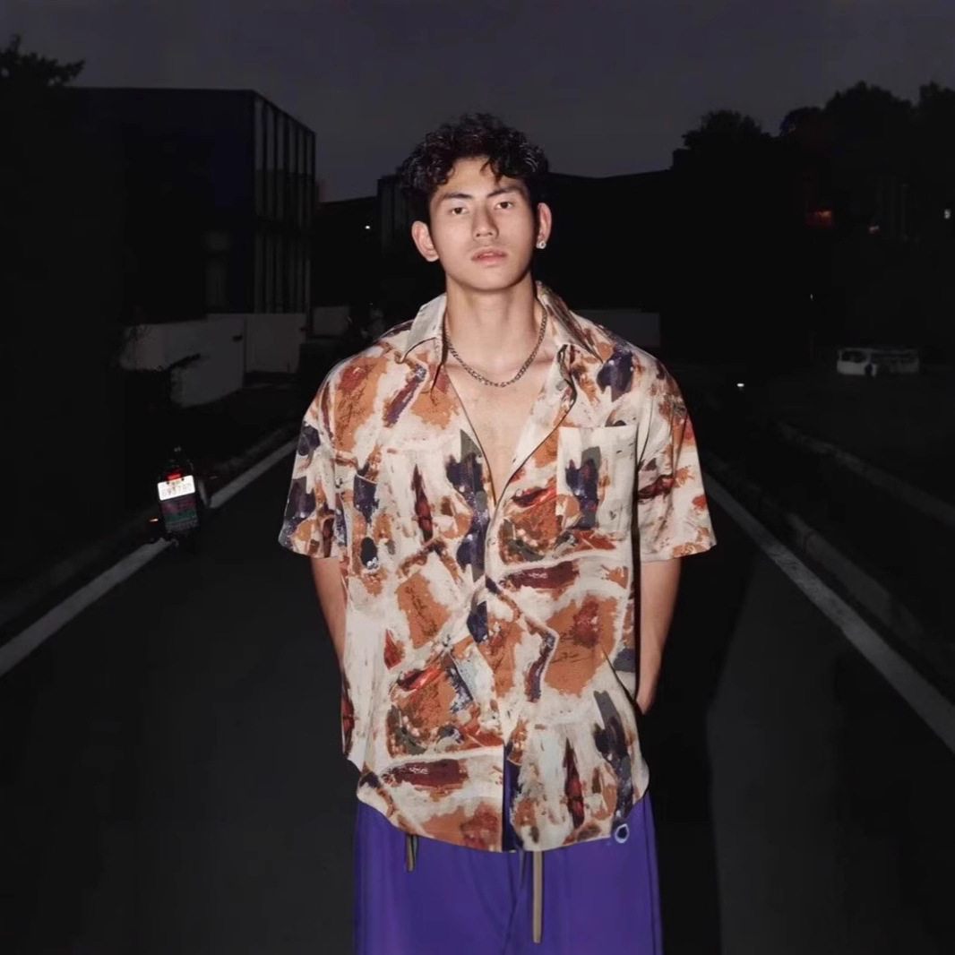 冰丝短袖花衬衫男女款夏季新中式衬衫