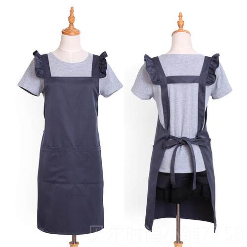 新款韩版围裙定制LOO印字美美甲店烘焙工作G服女容花时尚边家用厨