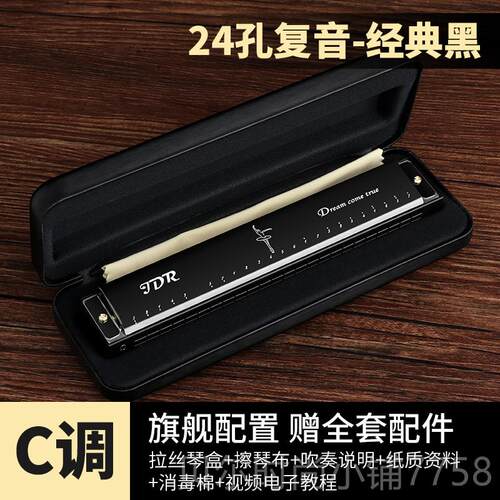 新款正口琴儿初学者学生童复音24孔男c调品女JDR口风琴专业演奏级