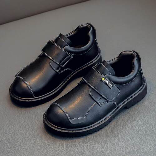 新款男小皮出鞋防黑色真皮软底秋冬英伦百童搭休闲学生演儿童鞋男