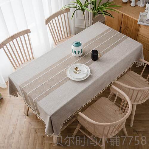 新款桌布布艺棉麻小清约新简现代级日式奢高感长方形格轻子餐桌台
