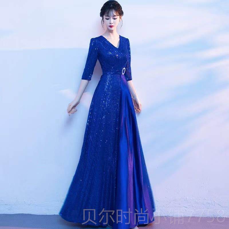 新款酒歌红色大合唱演出服女长裙服唱红礼服合唱团装赛比指挥表演