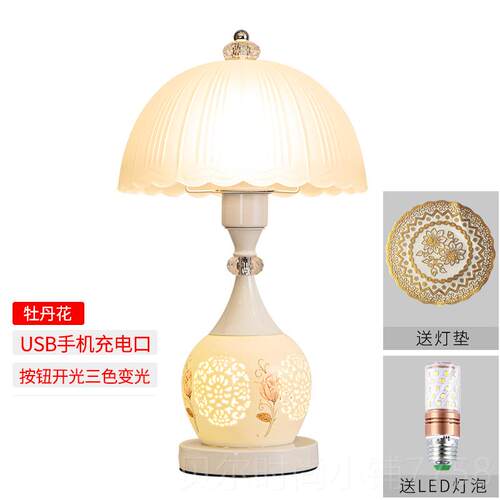 新款款现代台灯卧床头灯饰简约个性USB室接新口手装机充电智能遥
