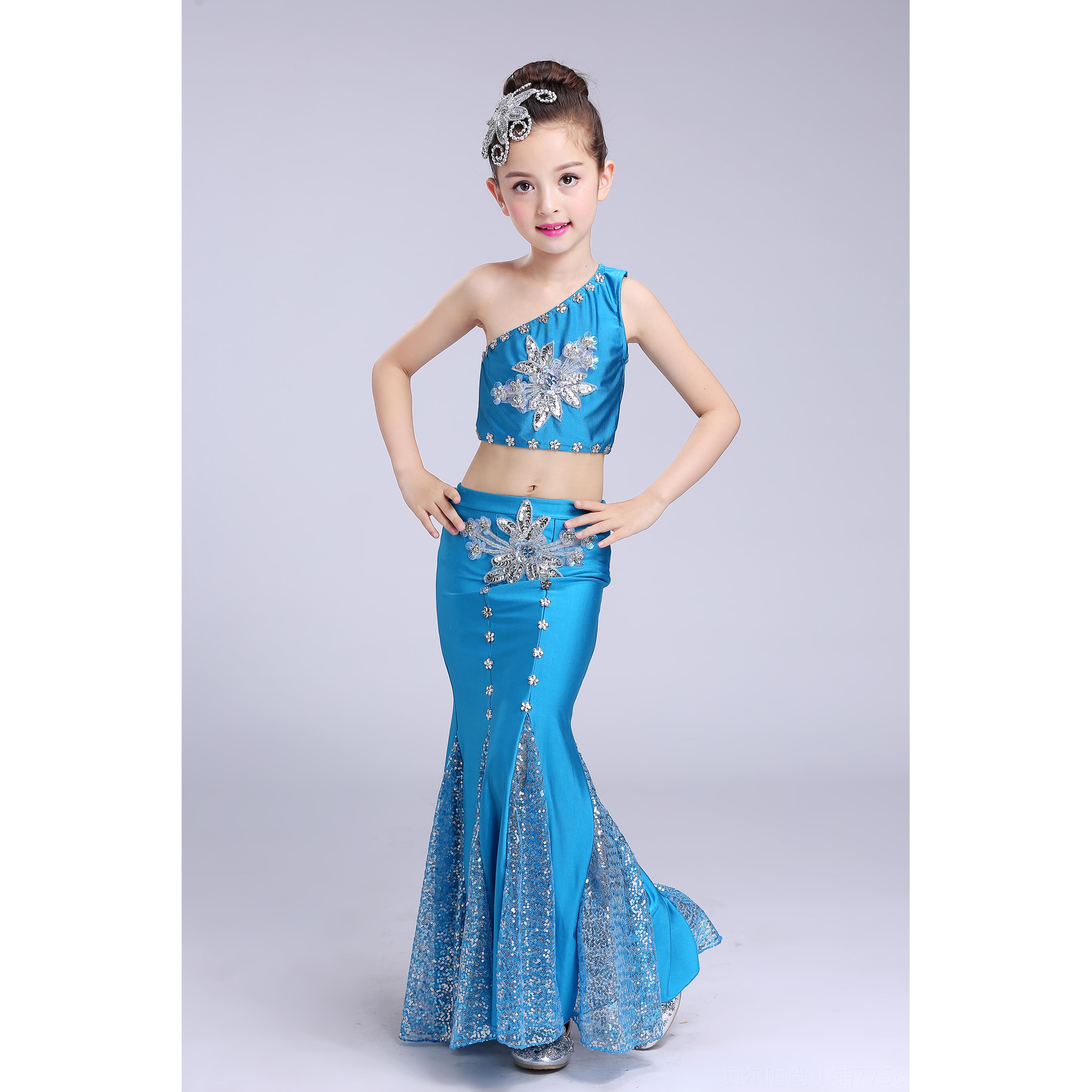 新款原之创儿童傣族云勐拉纳西傣族舞滇南映少孔雀舞鱼尾水灵彩之