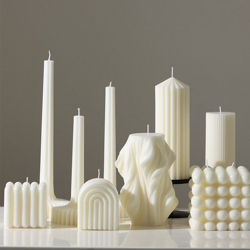 北欧风艺术香薰蜡烛ins 爆款高级感手工线L条白色几何创意造型蜡