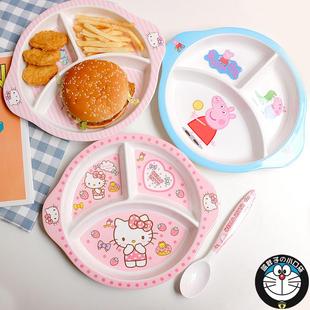 格三圆餐家用密胺饭宝宝防儿USJ耐摔爱可儿盘餐盘分幼格形卡具童