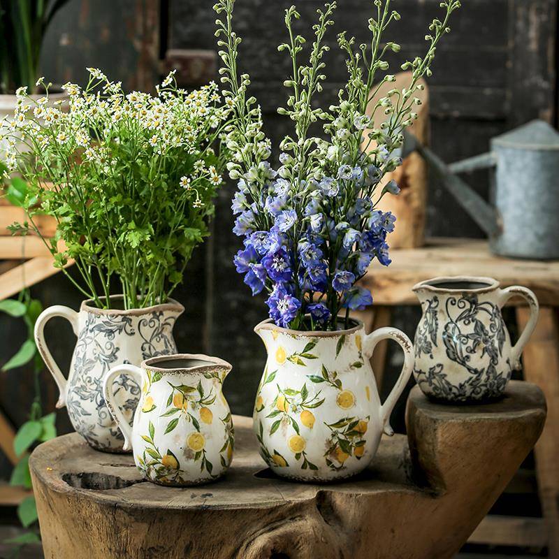 园覆田古水风陶瓷花壶瓶客瓶意07494花器美摆件厅花培创皿创插意