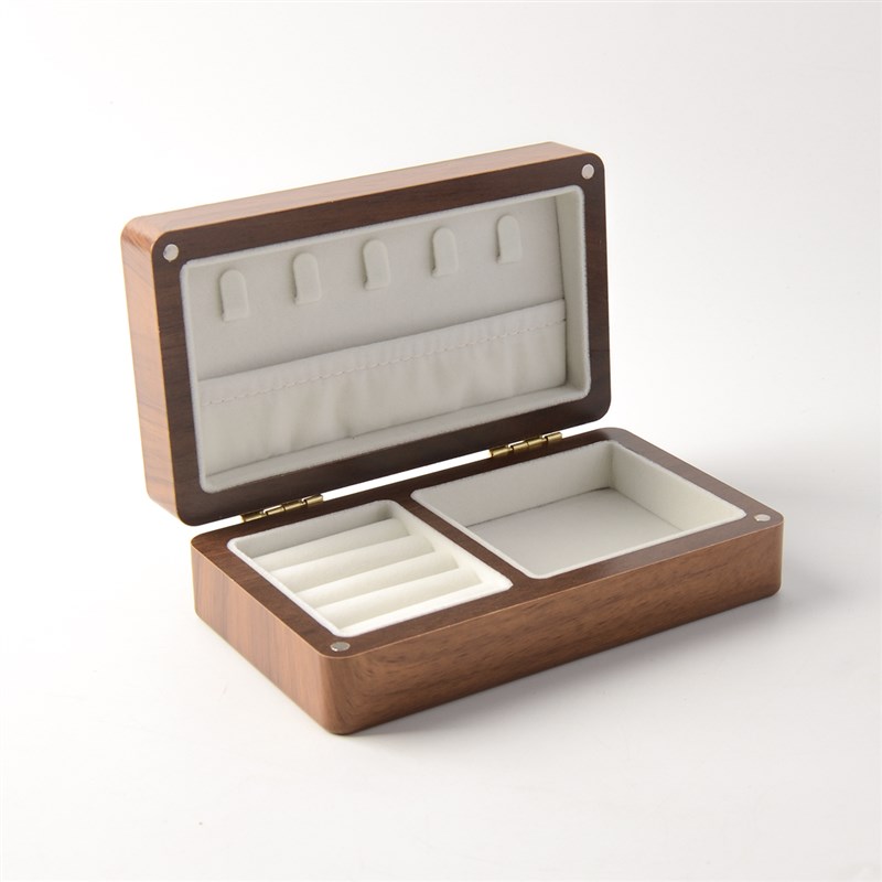 oakliving黑胡桃木首饰盒收纳盒木质耳环耳钉旅行V便携创意收纳盒