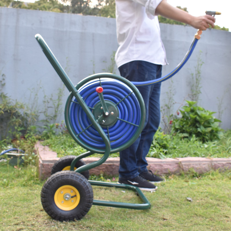金属水管收纳车架 100米洗车浇花浇水家用软管喷T头高压卷管器套