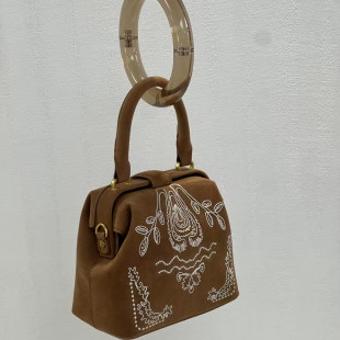 秋冬新款 麂皮绒小方包波西米亚风手提单肩斜挎包小众设计小包包女