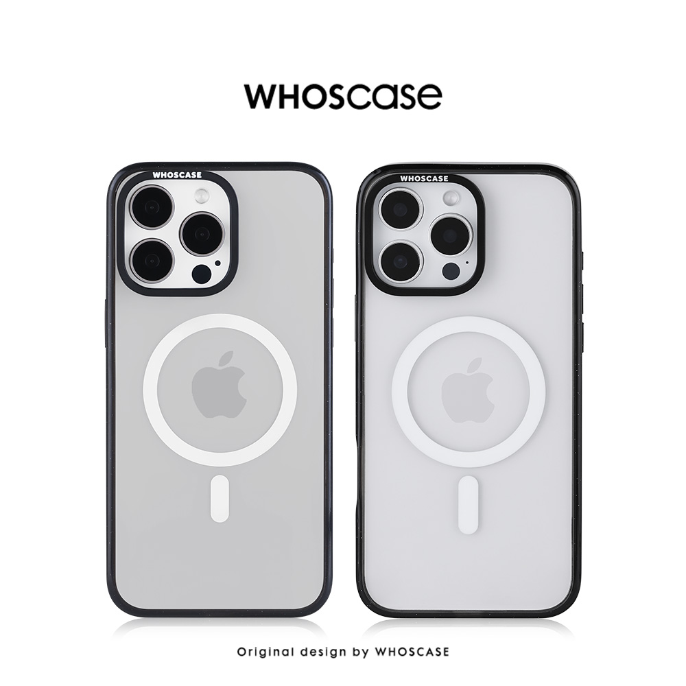 WHOSCASE 透明款可替换镜头框磁吸防摔原创苹果iphone14/15/16promax手机壳简约款手机外壳保护壳