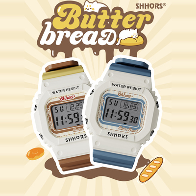 【SHHORS】黄油面包系列防水学生电子表校园美式复古配色学生手表