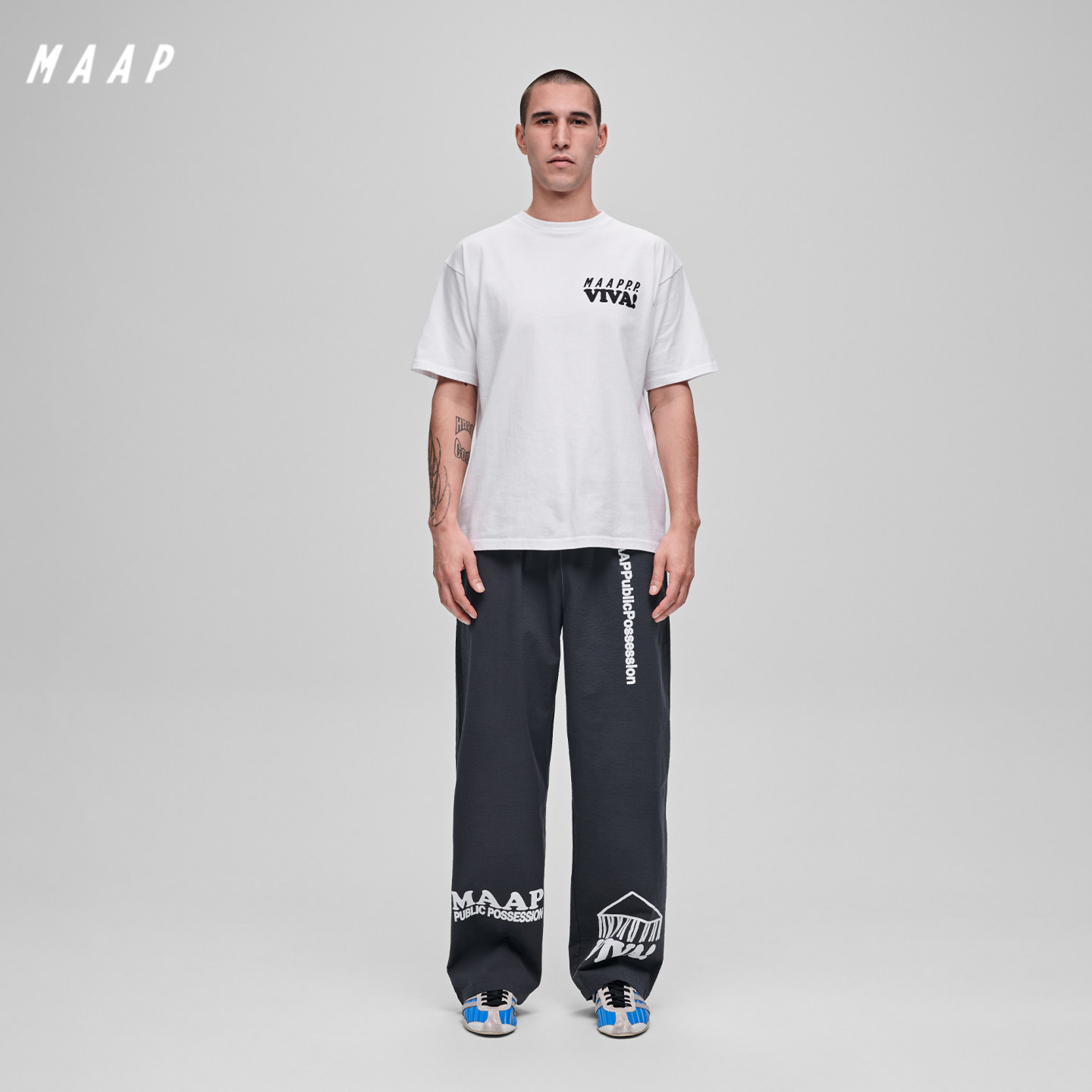 MAAP× PUBLIC POSSESSION联名系列 PP 休闲长裤 深蓝色