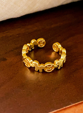 本命年金色马上有钱开口戒指女小众设计感食指戒轻奢气质手饰