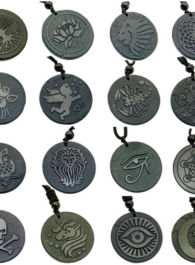 跨境采购 俄罗斯次石墨 中古 古朴手工感石质感35 40mm吊坠